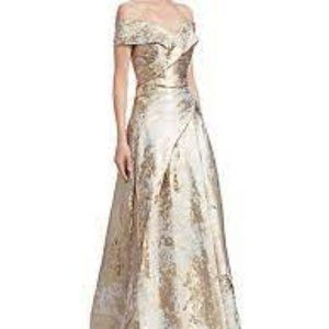 Rene Ruiz Collection Women's Metallic Off-The-Shoulder Gown - Gold Ivory